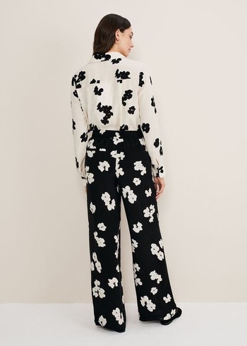 Phase Eight Rae Floral Wide Leg Trousers Black Canada | SZRTJG-506